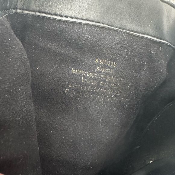 Karl Lagerfeld Black Leather Suede Ankle Boots Geometric Gold Block Heel Sz 8.5 - Picture 6 of 16